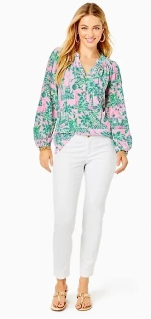 NEW Lilly Pulitzer Kelly Skinny Ankle Pant Resort White Jacquard Size 16 READ